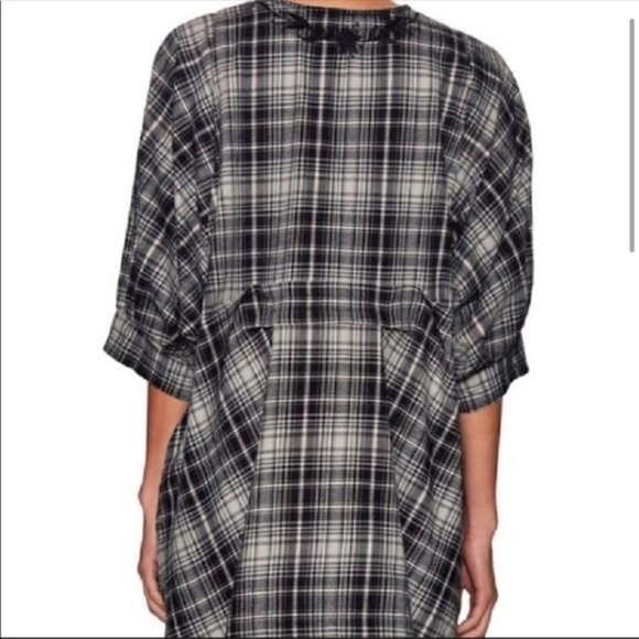 Free People Sammy Jo Oversized Plaid Floral Embroidered Pullover Tunic Top (M) - Picture 4 of 11